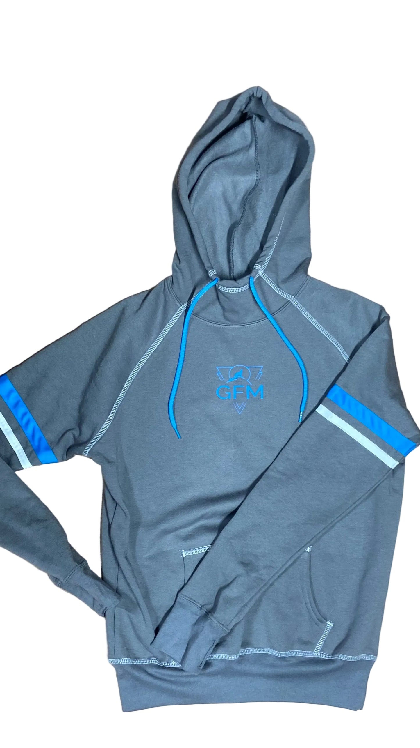 Hoodie with Thumb Holes Blue Accent