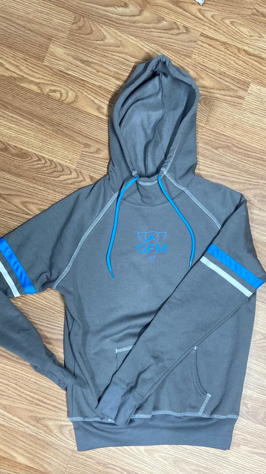 Hoodie with Thumb Holes Blue Accent