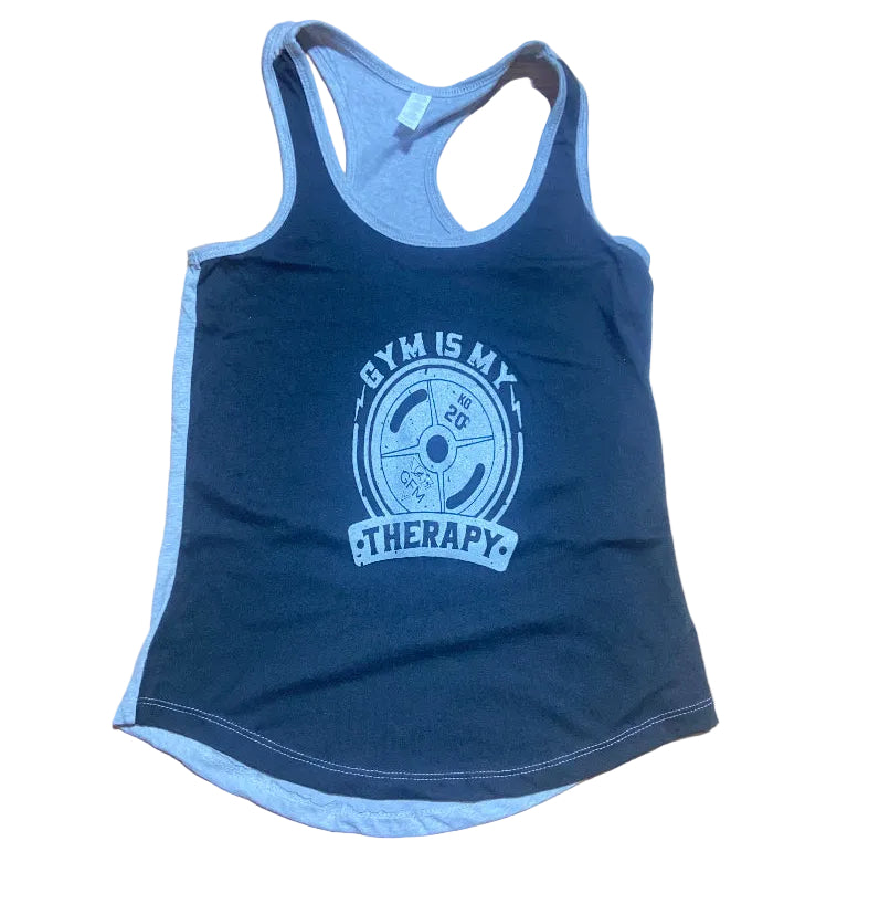 “GYM IS MY THEROPY” Razorback Tank – Built for the Ones Who Lift to Feel Alive